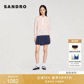 套头针织衫 SANDRO2025秋冬女装 绵羊毛圆领短款 长袖 法式 气质时尚
