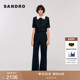 末6折SANDRO2025秋冬新款 女装 法式 季 黑色细闪粗花呢微喇阔腿裤