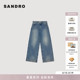 新款 牛仔裤 女装 修身 复古棉质仿钻饰点缀微喇长款 SANDRO2026春季