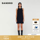 SANDRO秋冬女装 花呢连衣裙 直筒短款 法式 优雅气质黑色仿钻圆领无袖