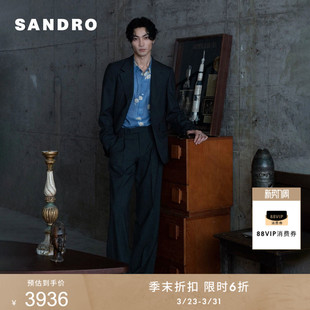 商务绵羊毛一粒扣西装 季 时尚 法式 外套 末6折SANDRO2025秋冬男装