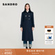 女装 季 末7折SANDRO2025秋冬新款 可拆卸毛领复古牛角扣A字毛呢大衣
