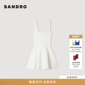 情人节礼物SANDRO2026春季 白色收腰A字型裙摆连衣裙 法式 新款 女装