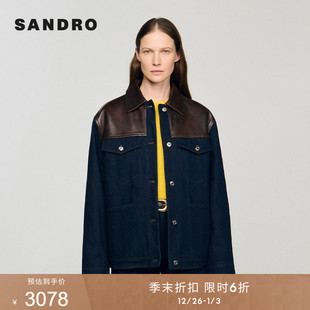 女装 新款 都市游牧巴恩风棉质棉服牛仔外套 末6折SANDRO2025秋季 季