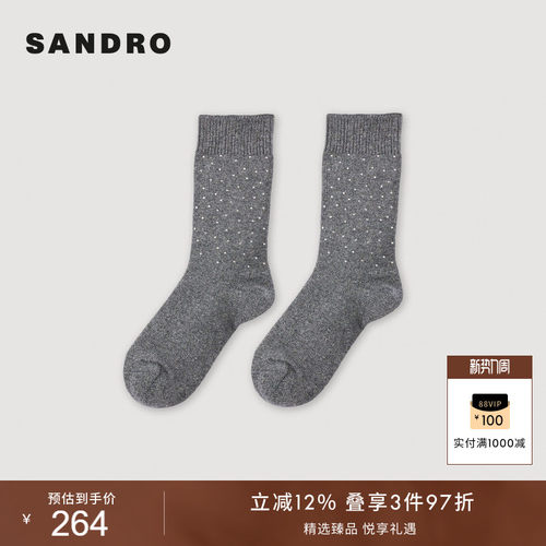 仿钻饰点缀弹力中筒袜