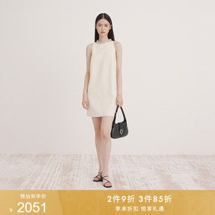 白色仿钻圆领无袖 SANDRO秋冬女装 优雅法式 气质时尚 连衣裙 直筒短款