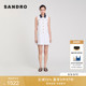 甜美白色竖排扣钩针翻领短款 SANDRO2025春夏女装 法式 百褶连衣裙