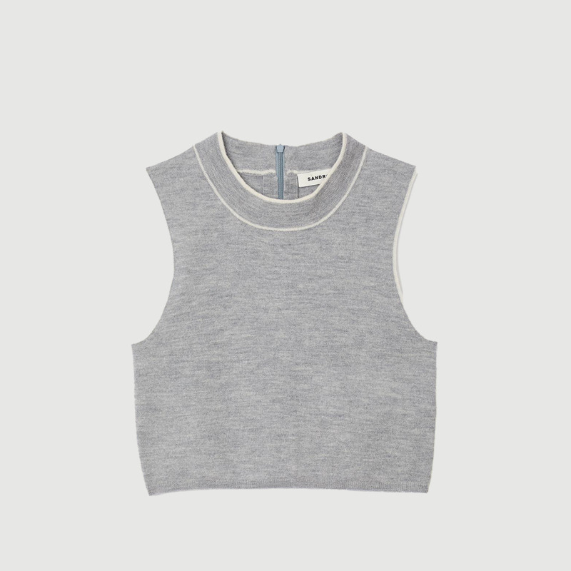 SANDRO时尚法式无袖针织衫上衣