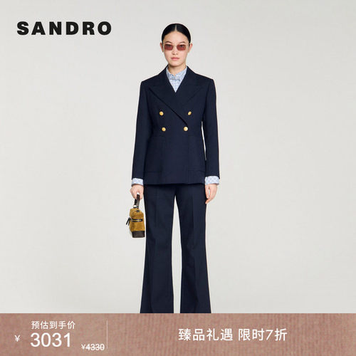 SANDRO金色纽扣装饰西装外套