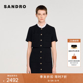 黑色可拆花边领假两件花呢连衣裙 女装 季 末7折SANDRO2025秋冬新款