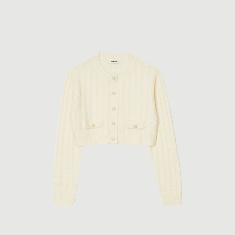 SANDRO仿珍珠纽扣装饰毛针织衫