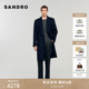 简约绵羊毛海军蓝工装 法式 风翻领大衣 末6折SANDRO2025秋冬男装 季