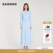 蓝色仿珍珠镂空花纹圆领针织衫 SANDRO2026春季 法式 时尚 新款 女装