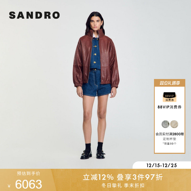 SANDRO女装时尚复古皮格外套