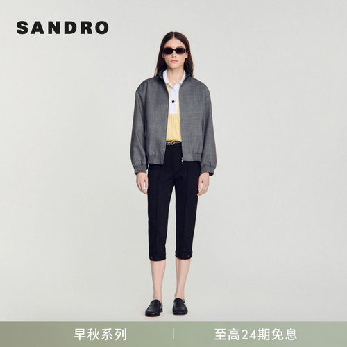 SANDRO翻领拉链夹克外套