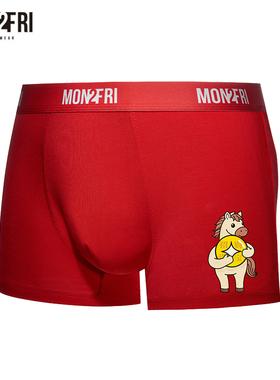 2026马年新年红内裤莫代尔卡通底裤头大码男平角裤男生潮马到招财