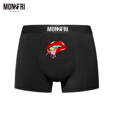 新品mon2fri红唇卡通内裤男平角裤莫代尔高弹透气亲肤四角短裤