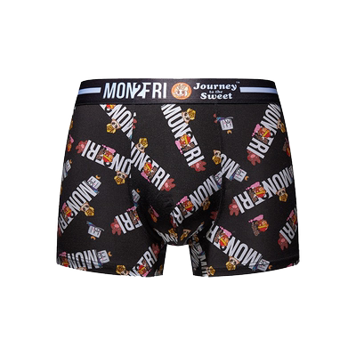 甜蜜风印花锦纶弹力平角青年内裤