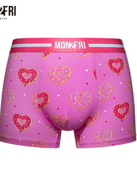 mon2fri男士内裤粉色爱心甜甜圈情人节内裤情侣平角裤礼盒装潮