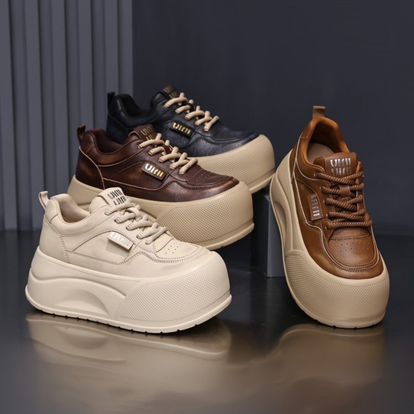 时尚板鞋拼色增高休闲鞋运动鞋女