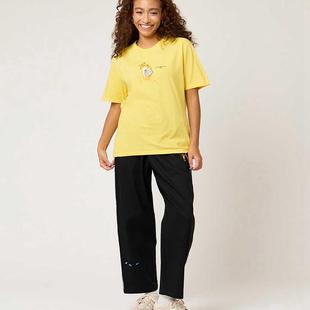 日系小众影子先生卡通小猫亲子装重磅t恤女纯棉夏季圆领中性上衣