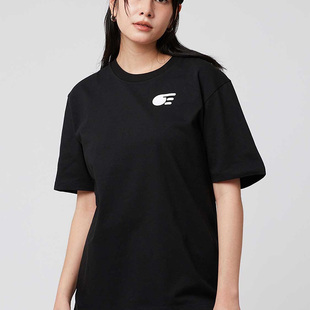 日系小众影子先生抽象跑步logo中性直身纯棉t恤女短袖夏季亲子装