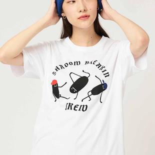 日系小众影子先生跳街舞重磅纯棉t恤女短袖亲子装夏季圆领上衣tee