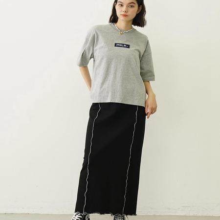 E1717milk日系小众基础box字母刺绣纯棉t恤女短袖夏圆领宽松上衣