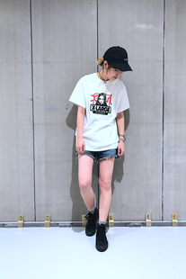 日系xgirl字母头像t恤女潮ins港风纯棉中性情侣圆领休闲夏季上衣