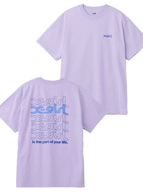 xg美式日系潮字母印花前后图案紫色t恤女短袖圆领休闲夏季流行tee