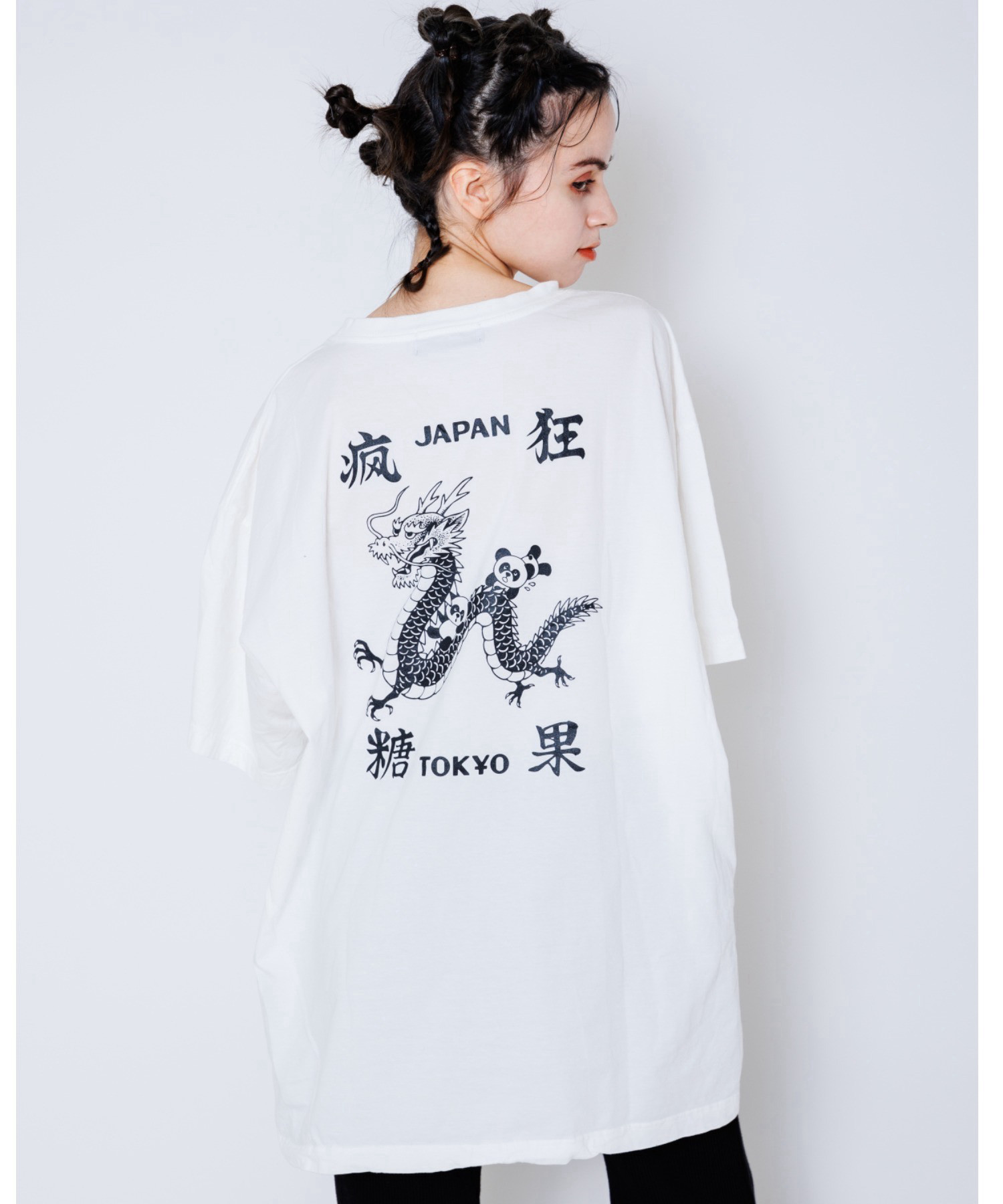 E1297 日系小众中文字印花疯狂糖果纯棉短袖t恤女宽松中国风夏tee