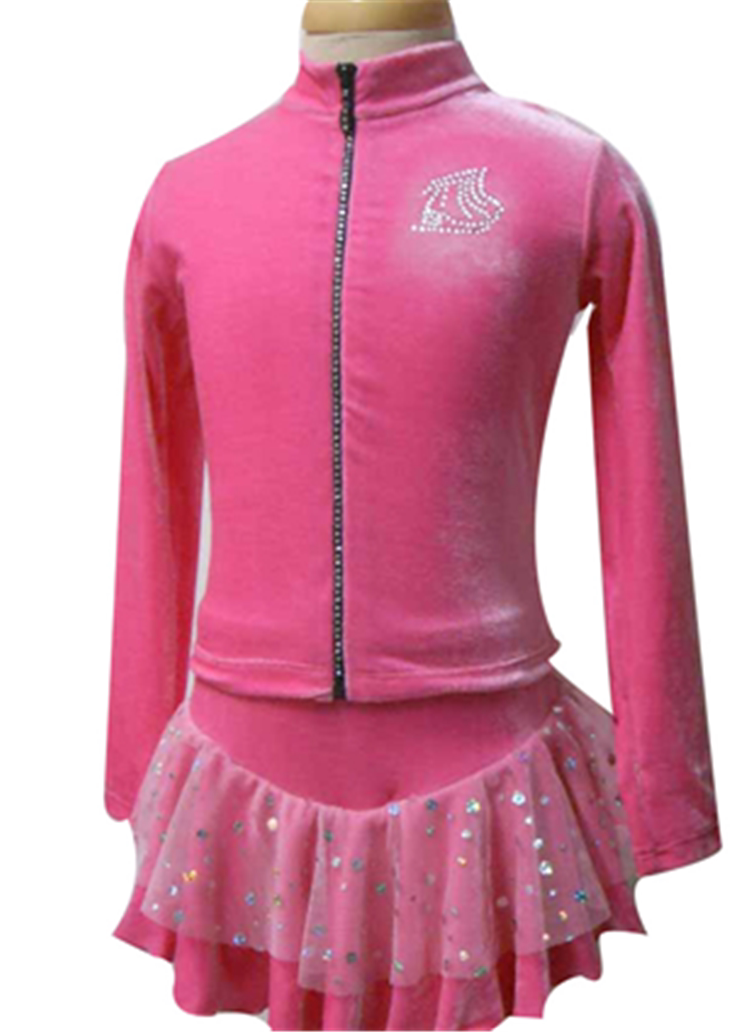 【泽艺定制】儿童女士花样滑冰服比赛服礼服溜冰裙表演服粉色镶钻