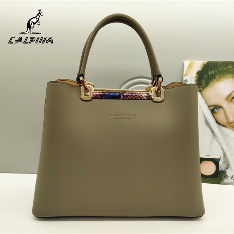 lalpina阿尔皮纳袋鼠女包2024新款欧美高级感牛皮手提包l0306402