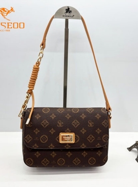 SEOSEOO九州袋鼠女包正品2025新款时尚印花小方包单肩斜挎包78646