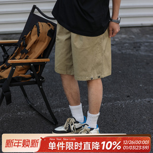 宽松休闲五分裤 210g嘿马七作日系复古夏季 短裤 水洗做旧工装 子 男士