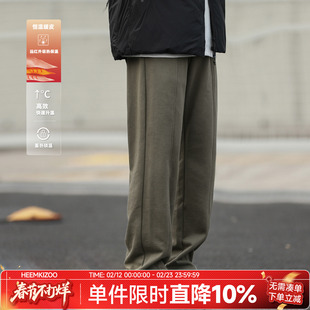 460G重磅嘿马七作日系复古冬季男士分割直筒卫裤宽松运动休闲长裤