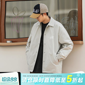 嘿马七作日系复古春秋加密牛津印花夹克潮牌宽松休闲上衣外套男潮