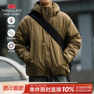 3M雪丽棉嘿马七作冬季 连帽外套休闲加厚棉服宽松棉衣 日系复古男士