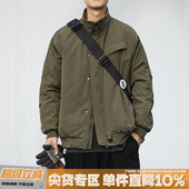 棉衣立领棉服外套潮牌 暗格纹美式 防泼水嘿马七作日系复古冬季 男士