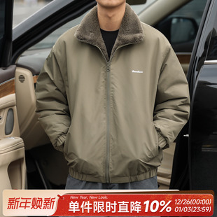 上衣外套潮 棉服冬季 嘿马七作日系复古男士 两面穿休闲棉衣百搭工装