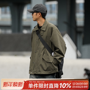 宽松休闲翻领外套潮 夹克男士 嘿马七作日系复古秋季 户外机能风工装