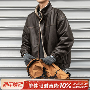 美拉德夹克复古搽色皮衣休闲棉衣外套潮 男款 嘿马七作美式 复古冬季