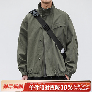 立领外套飞行休闲夹克男士 复古工装 宽松上衣潮 美式 嘿马七作春秋款