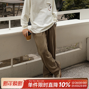 柔软牙签条肌理宽松长裤 280g嘿马七作日式 休闲卫裤 男士 潮 复古秋季