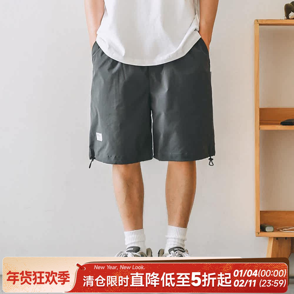 嘿马七作日系复古原创夏季抽绳收口休闲宽松短裤男工装五分裤潮牌,男装,短裤,淘宝优惠券,粉丝福利购,淘宝优惠卷