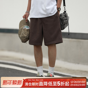 潮牌宽松休闲运动短裤 短裤 男士 340g新铂尔棉嘿马七作日系复古夏季