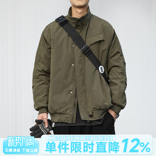 棉衣立领棉服外套潮牌 暗格纹美式 防泼水嘿马七作日系复古冬季 男士