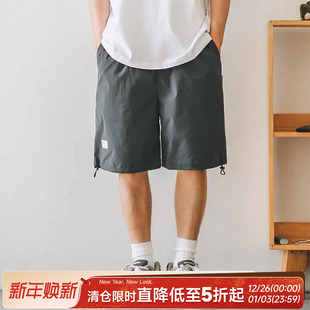 五分裤 男工装 潮牌 抽绳收口休闲宽松短裤 嘿马七作日系复古原创夏季