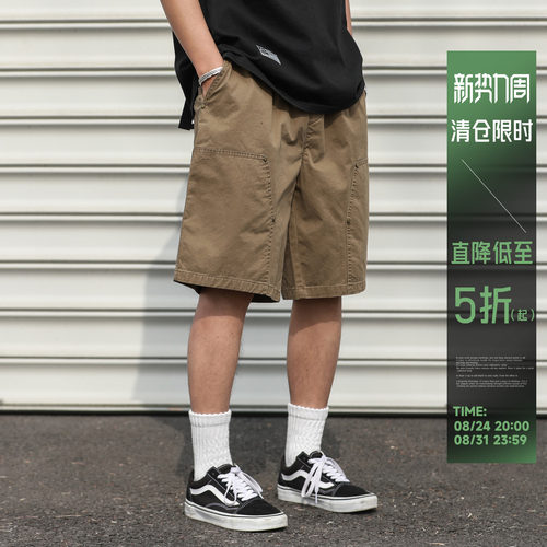 210g嘿马七作日系复古夏季男士休闲运动工装五分短裤户外裤子潮q