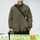 棉衣立领棉服外套潮牌 暗格纹美式 防泼水嘿马七作日系复古冬季 男士